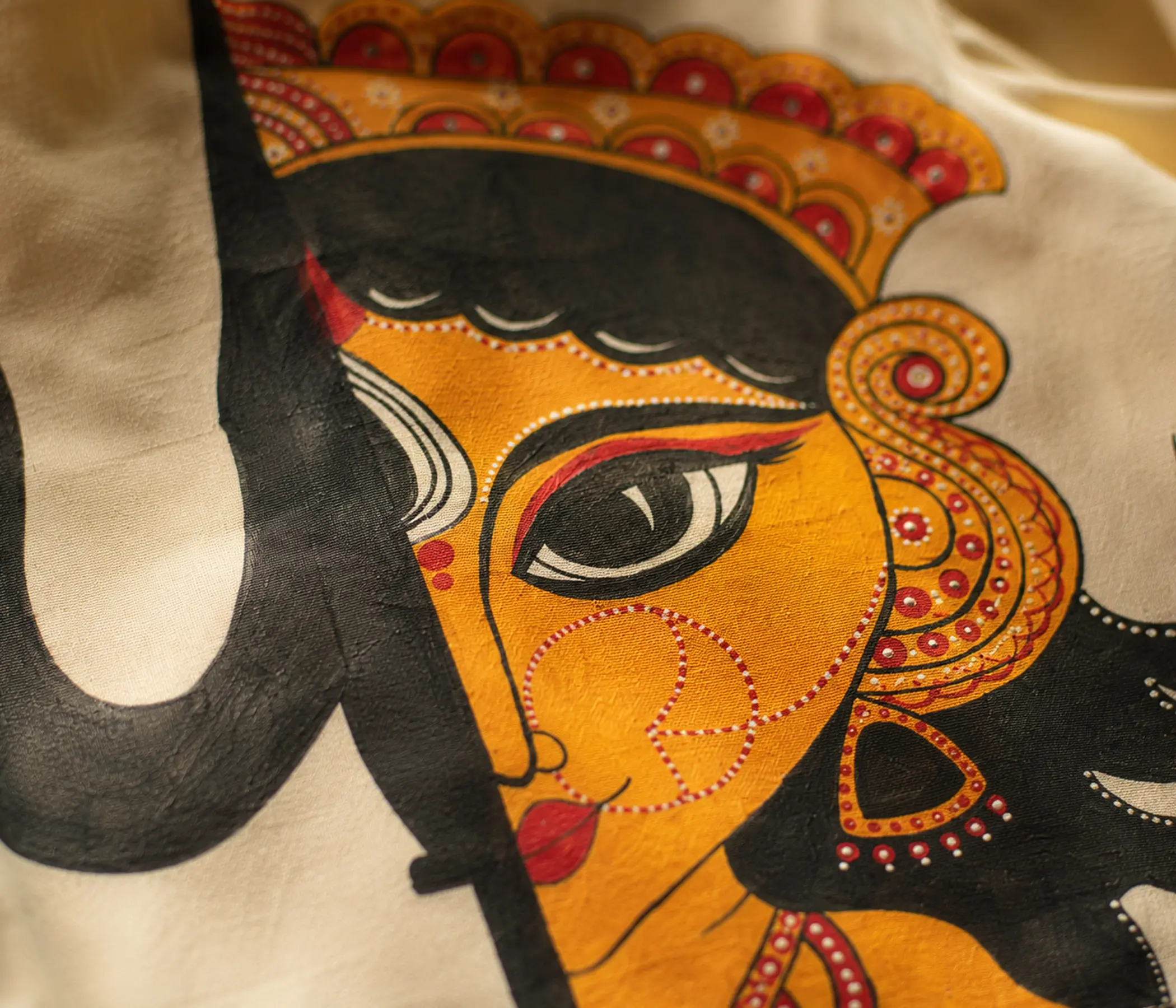 Hand-Painted Shiva-Shakti Blouse Traditional Design